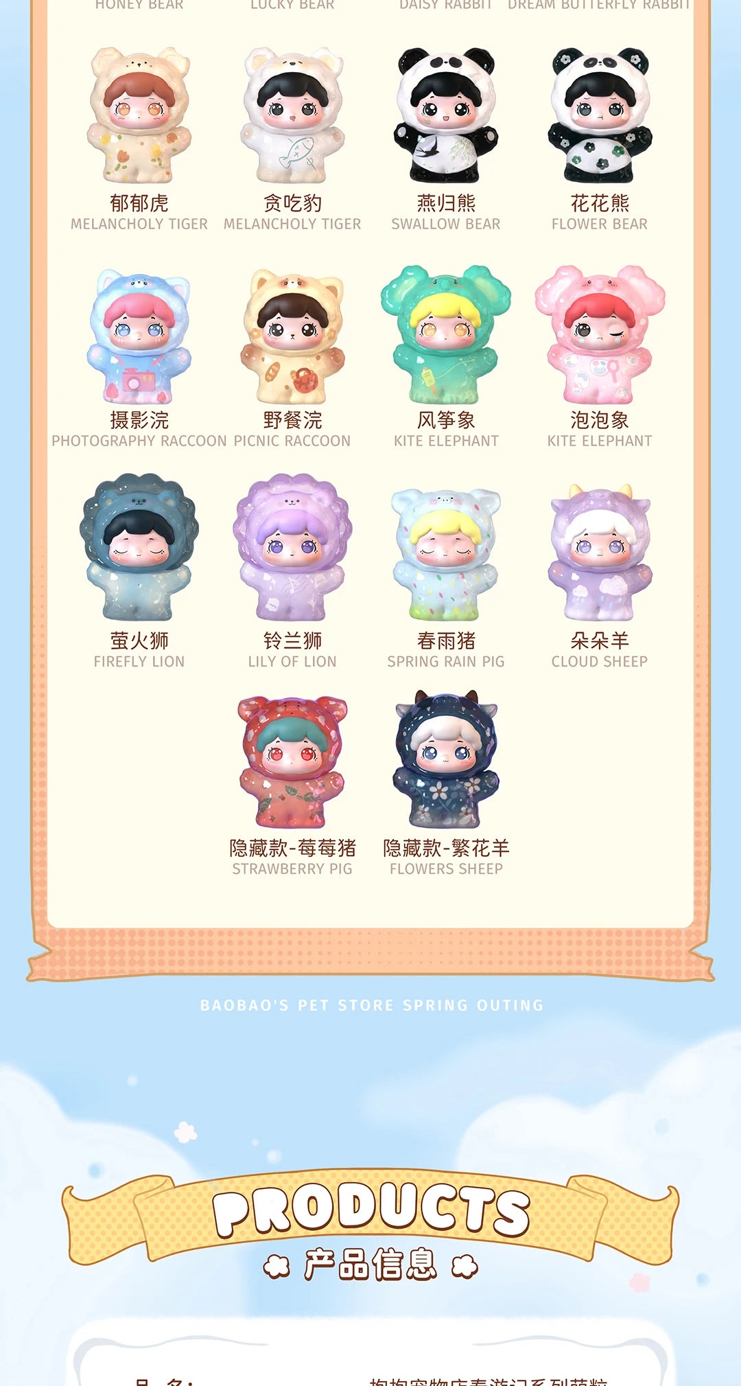 Trendy Pop Baobao Mini Blind Box Spring Travelogue Theme Cute Transparent Granules Desktop Ornament Blind Bag Toy