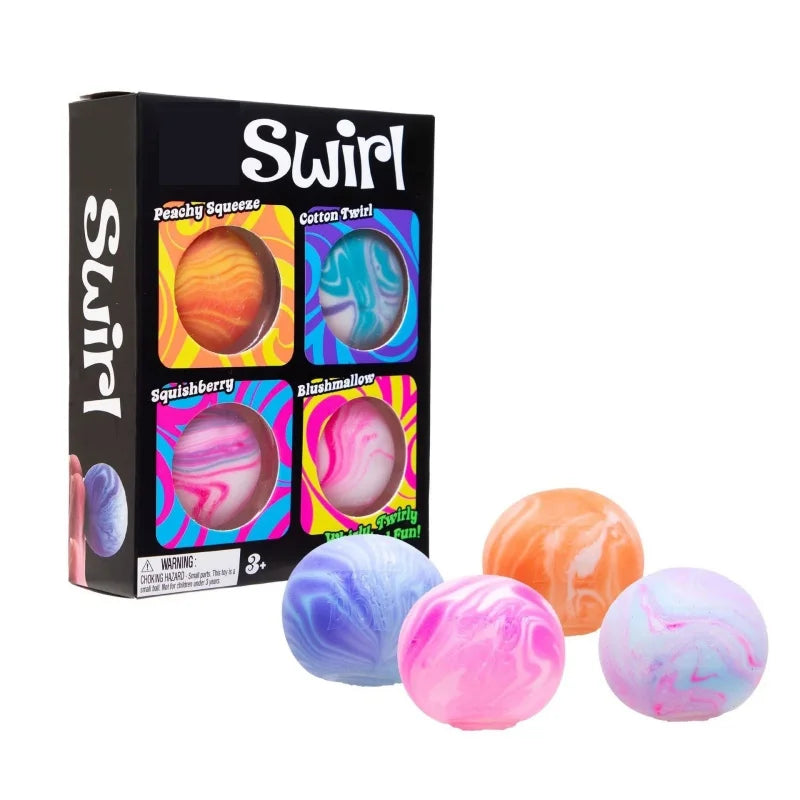4Pcs Swirl NeeDoh Cube Swirl Squishy Toy, Sensory Stress Relief Squeeze Fidget Toys Anti-Anxiety Hand Toys for Focus ADHD