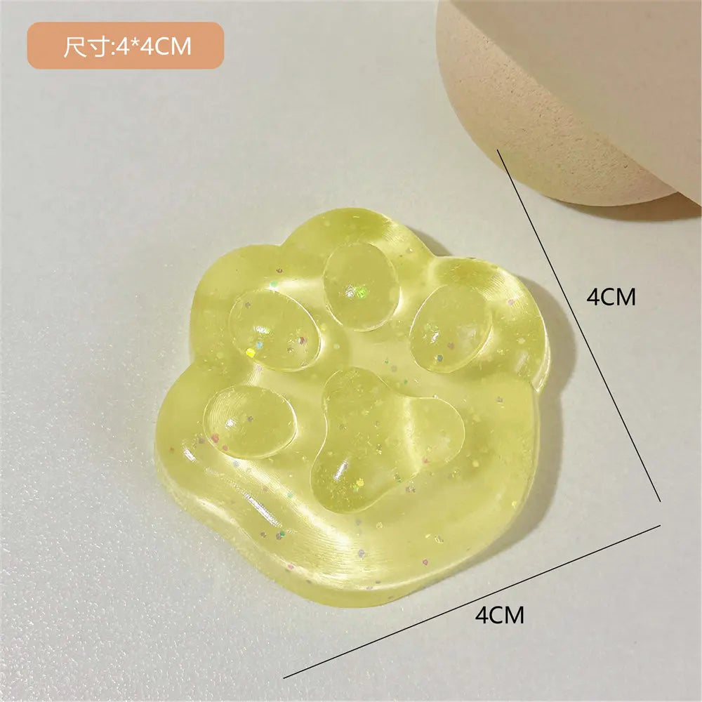 3PCS Kawaii Cat Paw Sticky Squeeze Toy Soft Realistic Jelly Glitter Cat Claw Squishy Stress Relief Toys Kids Adults Unique Gifts