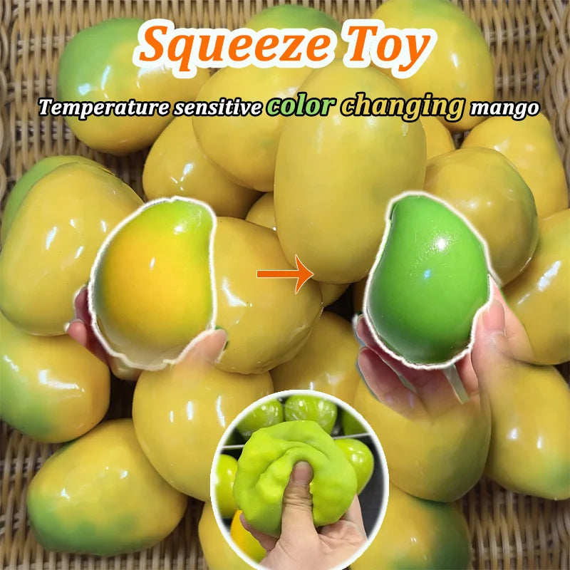 Mango Color Changing Squishy Fidget Toy, Soft ASMR Sensory Squeeze Ball, Anti-Anxiety Stress Relief Fidget Toy for Kids Adults