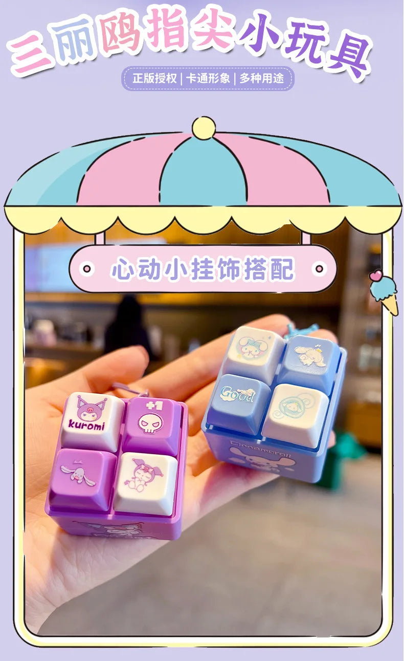 Sanrio Light Up Sound Four Grid Press Button Keychain Cute Cartoon Stress Relief Fidget Toy Unique Gift For Friends And Family