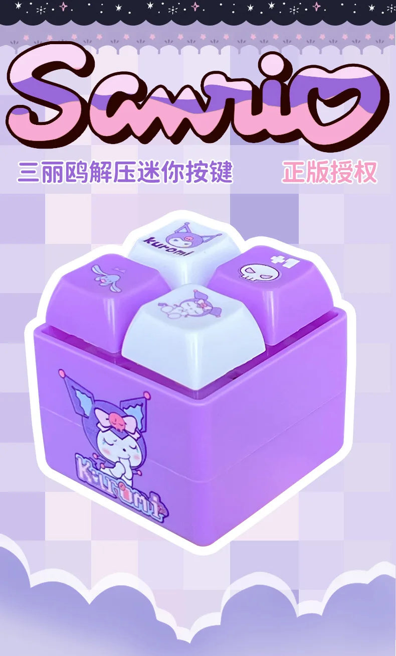 Sanrio Light Up Sound Four Grid Press Button Keychain Cute Cartoon Stress Relief Fidget Toy Unique Gift For Friends And Family