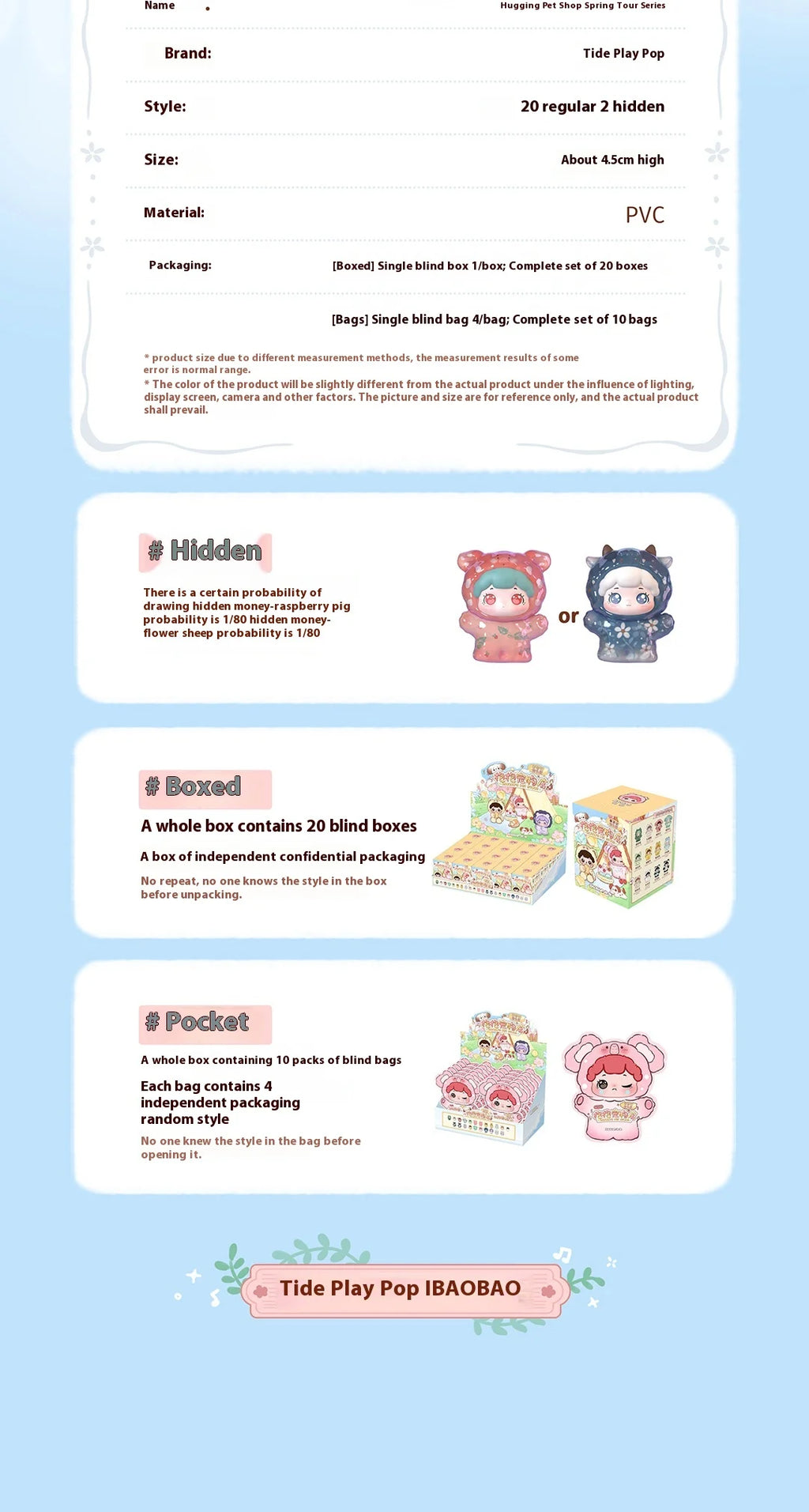Trendy Pop Baobao Mini Blind Box Spring Travelogue Theme Cute Transparent Granules Desktop Ornament Blind Bag Toy