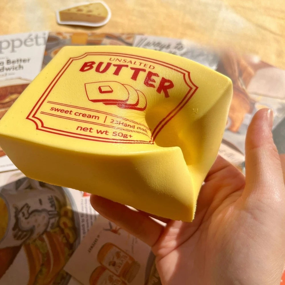 Squishy Simulated Butter Block Squeeze Toy Soft Stress Relief Slow Rising Sensory Fidget for Anxiety ADHD Autism Gifts for Kids