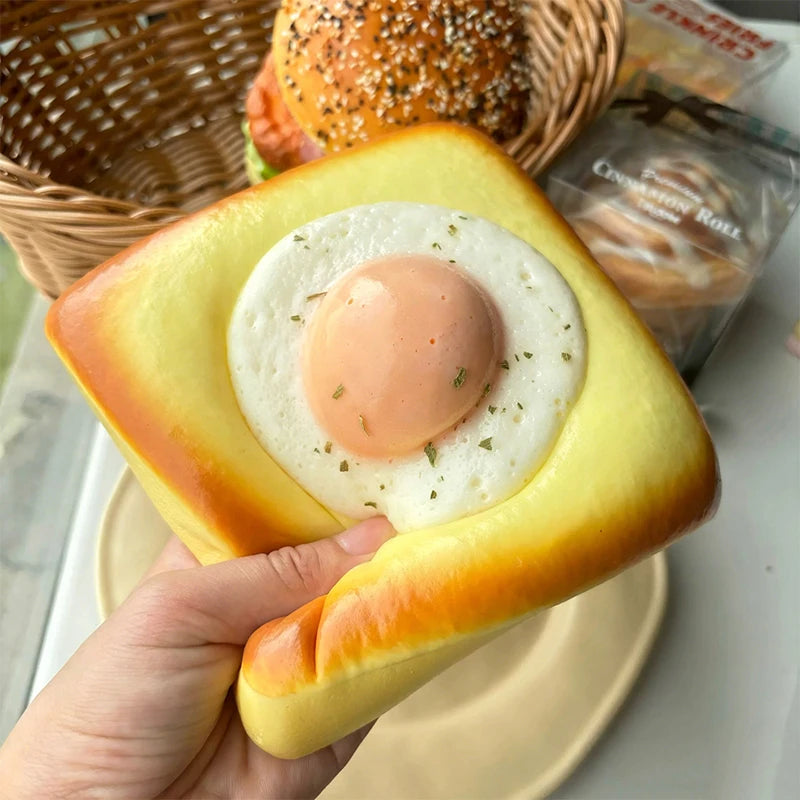 Squishy Fried Egg Fidget Toy Fried Egg Bread Slow Rebound Squeeze Toy Decompression Stretch Toys for Friends Best Gift