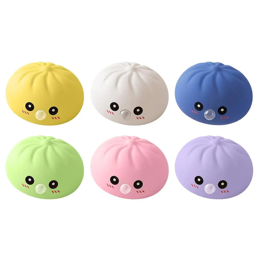 Colorful Squeeze Toy Dumpling Squishies Blow Bubbles Toy Stress Relief Sensory New Bubble-Blowing Fidget Toy for Kids Adults