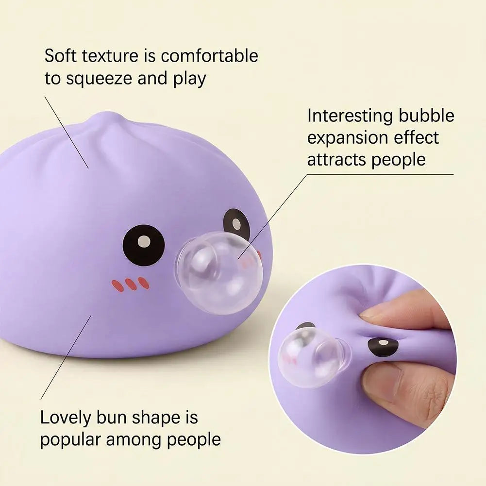 Colorful Squeeze Toy Dumpling Squishies Blow Bubbles Toy Stress Relief Sensory New Bubble-Blowing Fidget Toy for Kids Adults