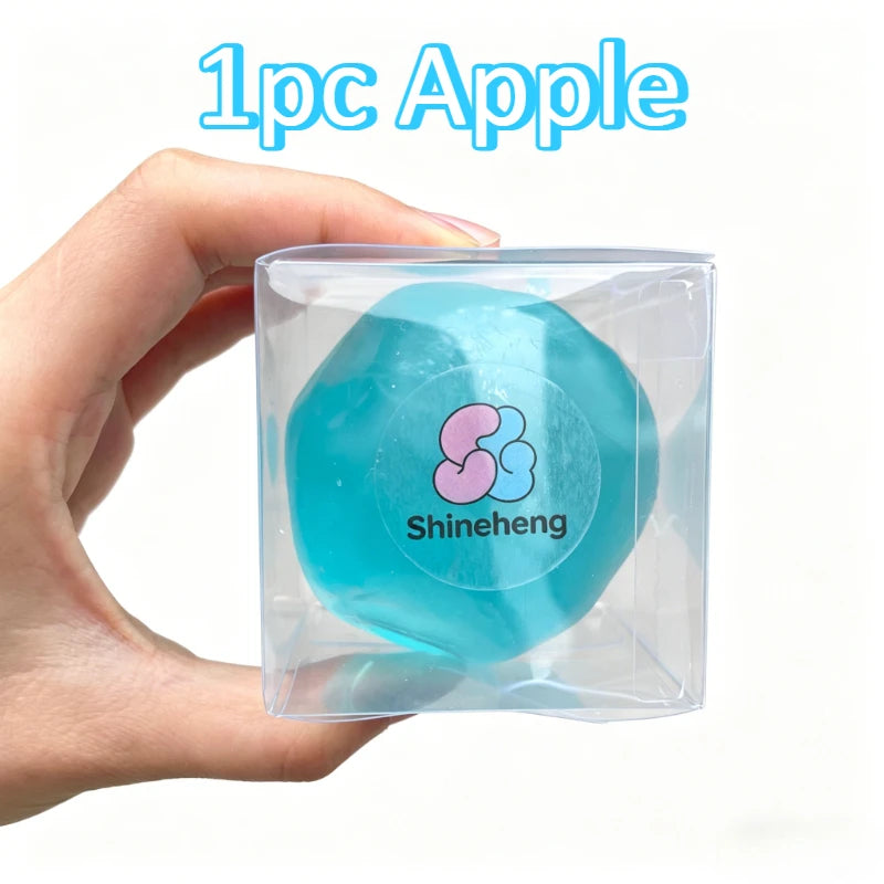Apple Moldable Stress Ball Coconut Oil Squishy Transparent Apple Non-Bounce Squeeze Ball ASMR Sensory Toy Relieve Stress Toy