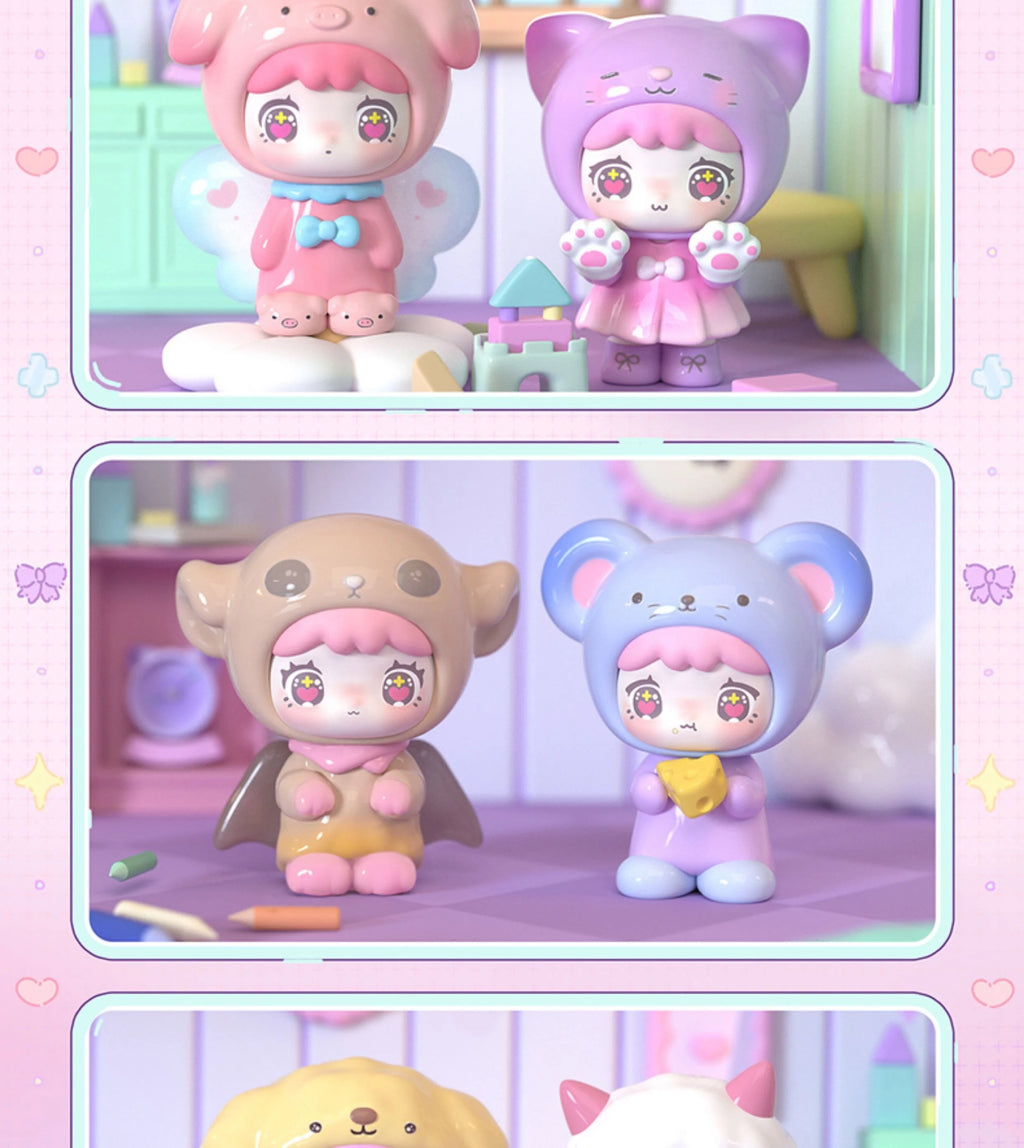 Qubii Autumn Animals Blind Box, Day & Night Series Cute Grain Ornament Collectible, Handmade Style Gift for Girls