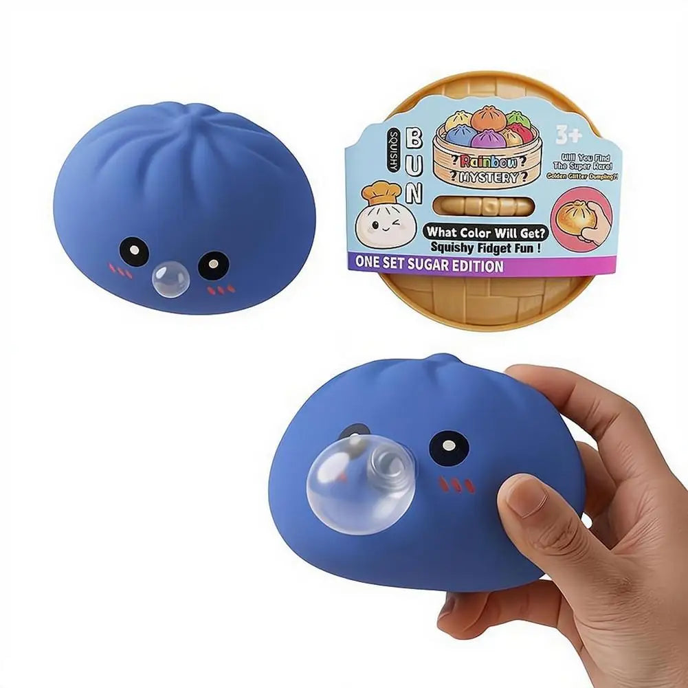 Colorful Squeeze Toy Dumpling Squishies Blow Bubbles Toy Stress Relief Sensory New Bubble-Blowing Fidget Toy for Kids Adults