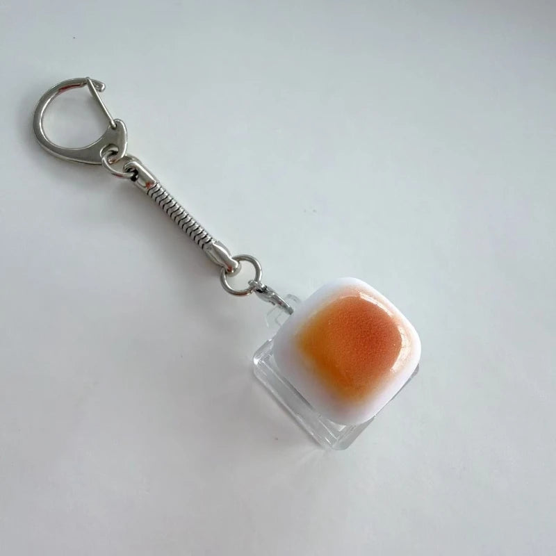 2026 1Pc Fried Egg Keycap Keychain, Mechanical Switch Fidget Keyring Clicky Toy Key Chain, Stress Relief Bag Charm Gift for Girl
