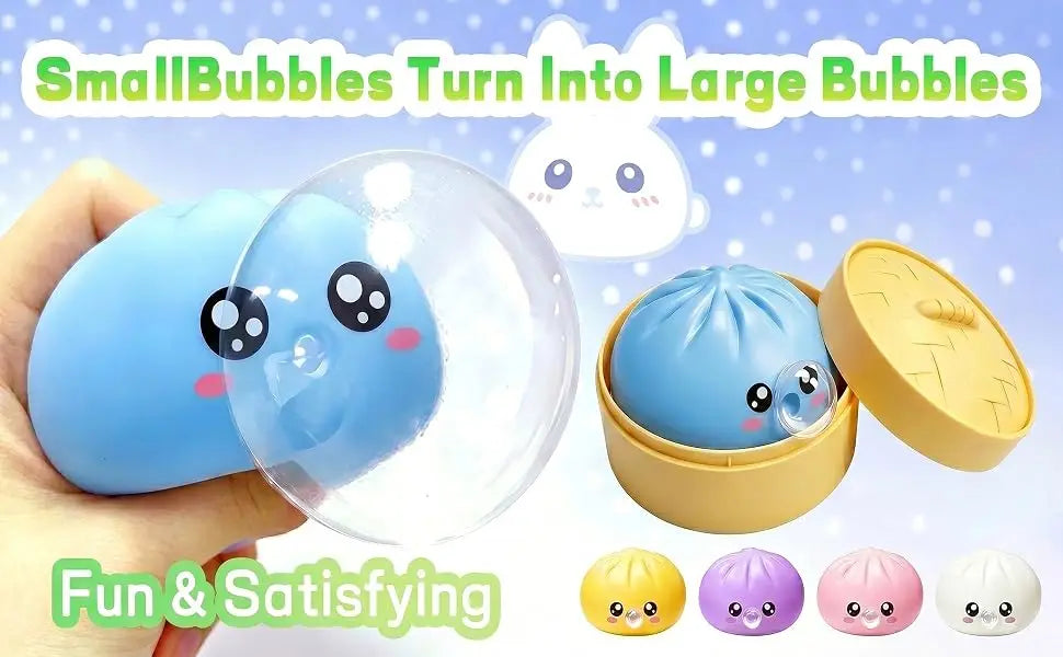 Colorful Squeeze Toy Dumpling Squishies Blow Bubbles Toy Stress Relief Sensory New Bubble-Blowing Fidget Toy for Kids Adults