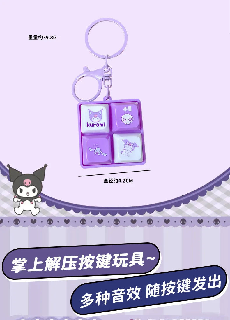 Sanrio Light Up Sound Four Grid Press Button Keychain Cute Cartoon Stress Relief Fidget Toy Unique Gift For Friends And Family