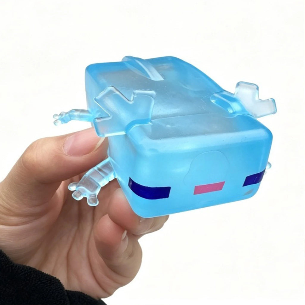 Transparent Cube Axolotl Squishy Toy Maltose Jelly Salamander Fidget Squeeze Slow Rising Stress Relief Sensory Vent Toys Kids.