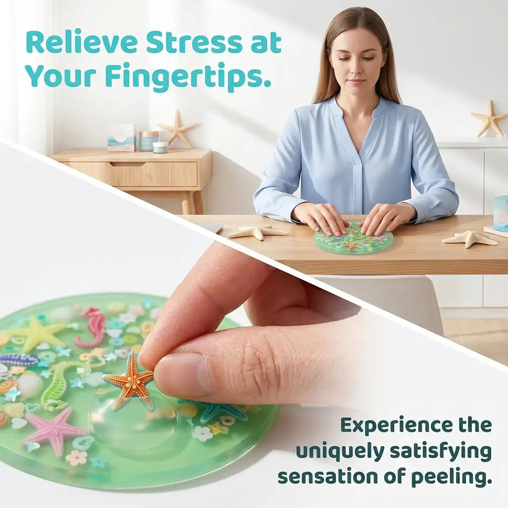 Skin Picking Fidget Toy Ocean-themed Silicone Pad Skin-Picking Sensory Fidget Toy Children Adults Stress Relief Venting Toy Gift