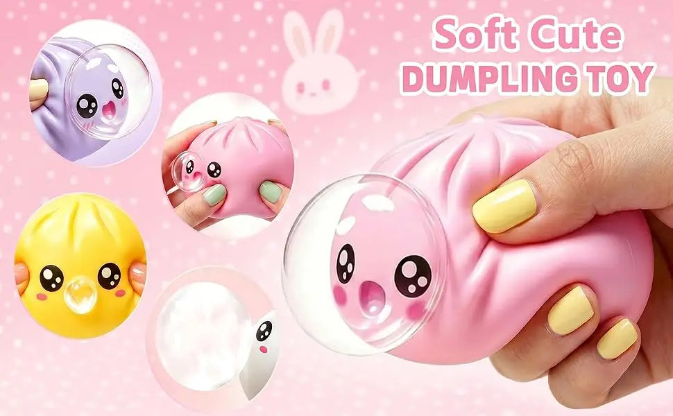 Colorful Squeeze Toy Dumpling Squishies Blow Bubbles Toy Stress Relief Sensory New Bubble-Blowing Fidget Toy for Kids Adults