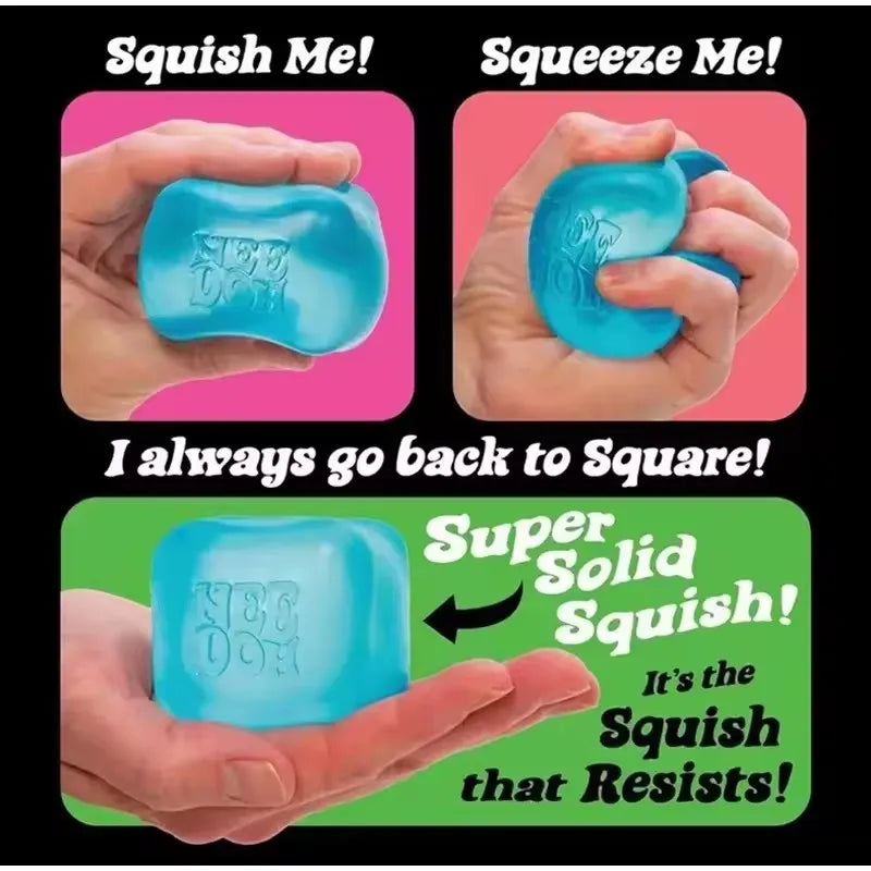 Schylling Needoh Nice Cube Sensory Fidget Stress Relief Squishy Anti-Anxiety Squeeze Object for Focus ADHD Population