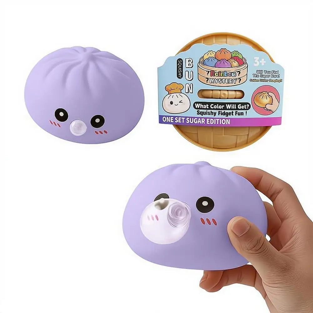 Colorful Squeeze Toy Dumpling Squishies Blow Bubbles Toy Stress Relief Sensory New Bubble-Blowing Fidget Toy for Kids Adults
