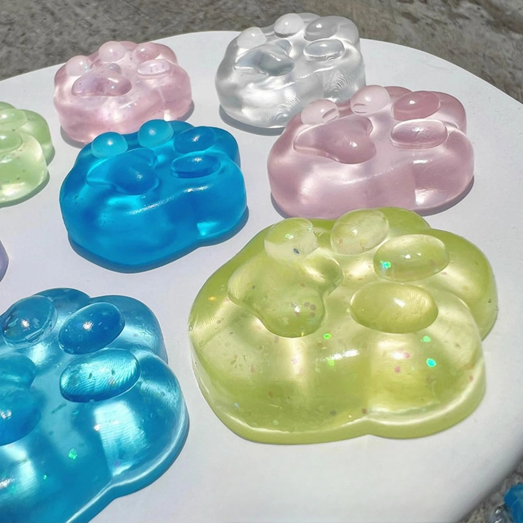 3PCS Kawaii Cat Paw Sticky Squeeze Toy Soft Realistic Jelly Glitter Cat Claw Squishy Stress Relief Toys Kids Adults Unique Gifts