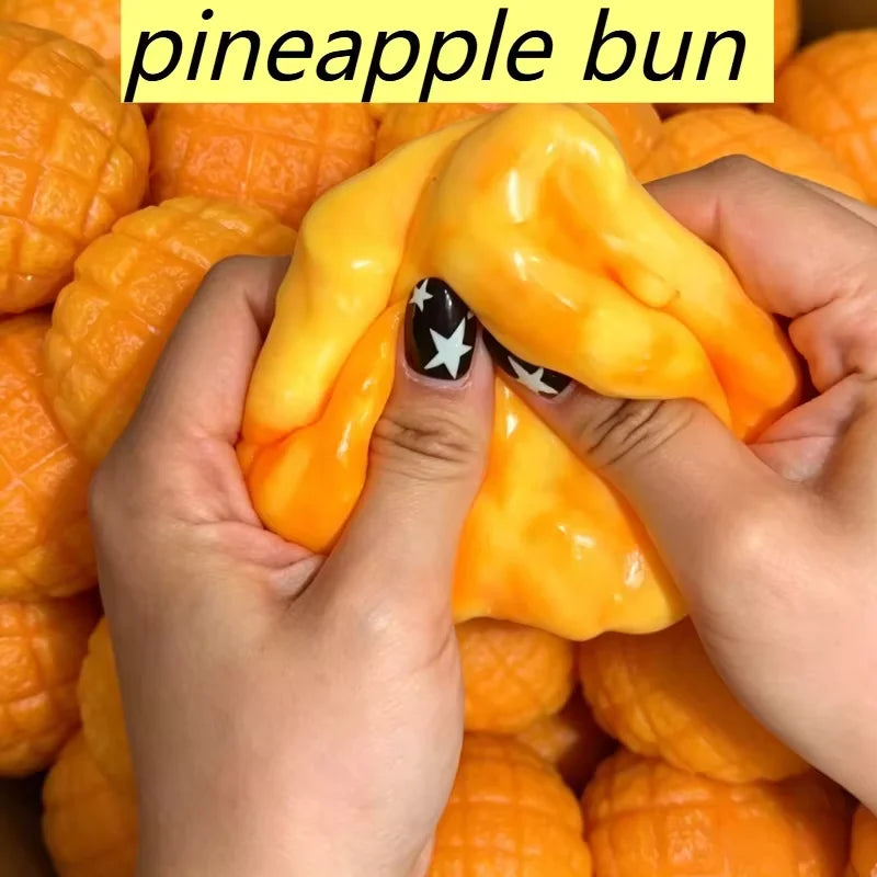 Pineapple Bun Squishy Stress Ball Fidget Toy Crunchy Squeeze Toy Round Blocks Filled ASMR Anti Stress Release Hand Relax