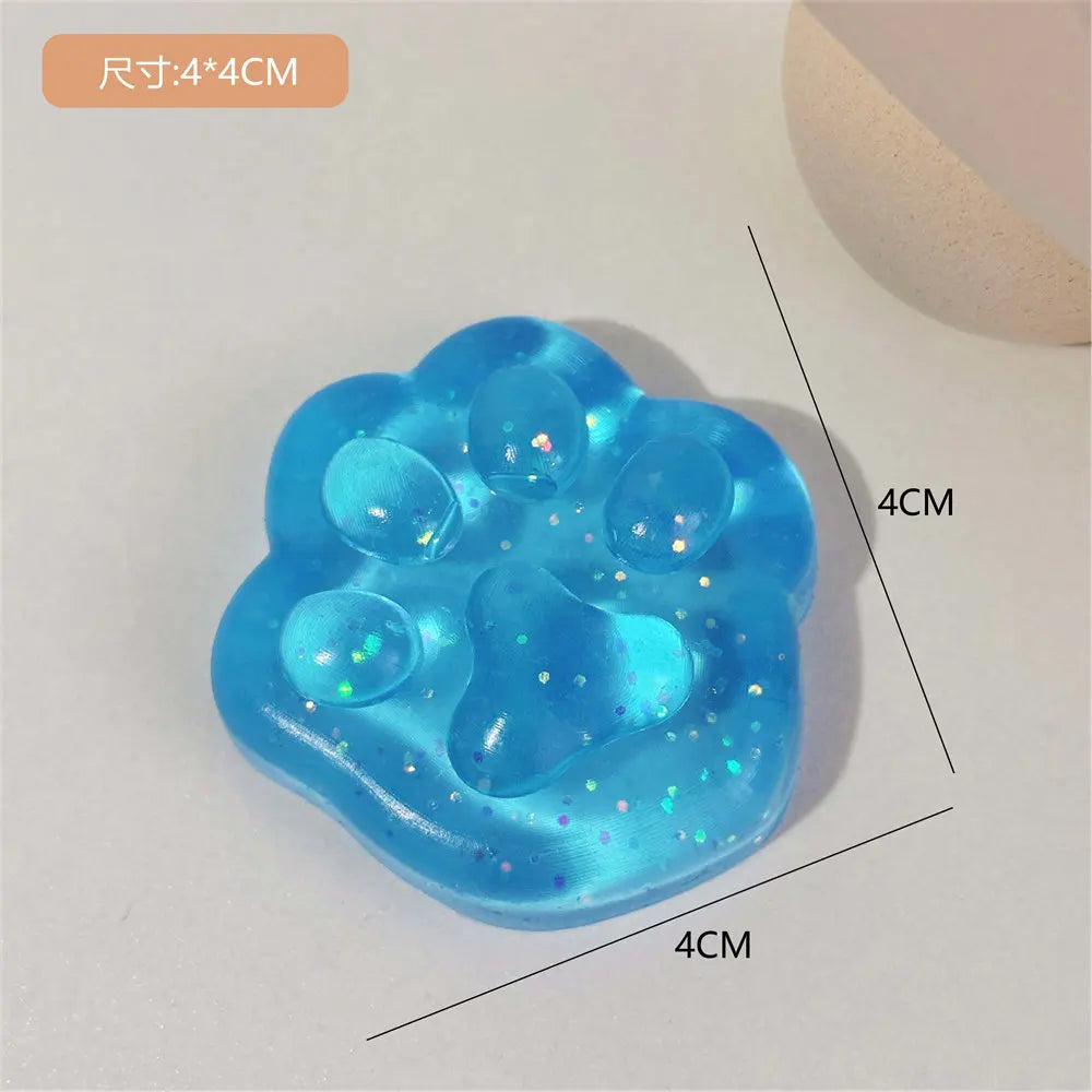 3PCS Kawaii Cat Paw Sticky Squeeze Toy Soft Realistic Jelly Glitter Cat Claw Squishy Stress Relief Toys Kids Adults Unique Gifts