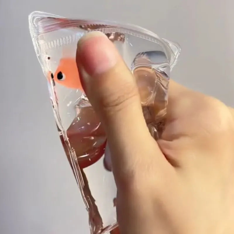 Transparent Q-Elastic Water Goldfish Bag Soft Silicone Squeeze Sensory Toy Mudlike Slow Rebound Stress Relief Gift for Adults