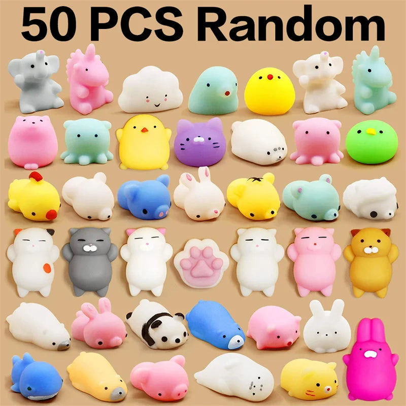 50PCS Mochi Squishies Kawaii Anima Squishy Toys For Kids Antistress Ball Squeeze Party Favors Stress Relief Toys For Birthday