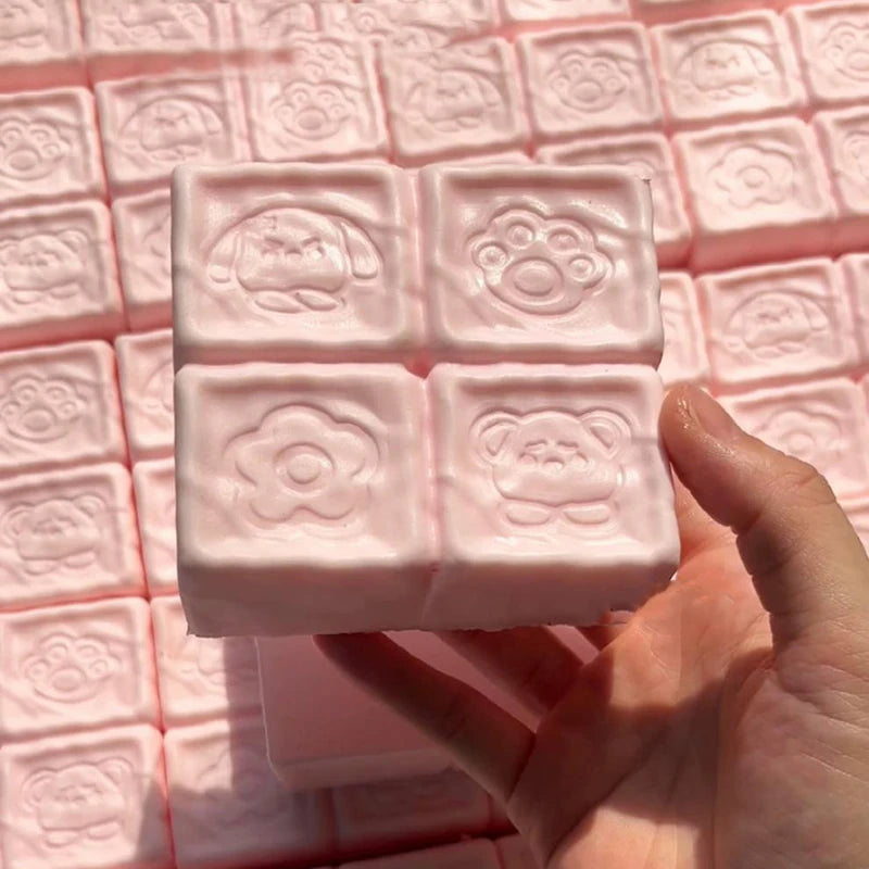 Squishy Strawberry Chocolate Milk Cube Cake Bread Squeeze Toy Stress Relief Slow Rising Sensory Fidget Toys For Kids Adults