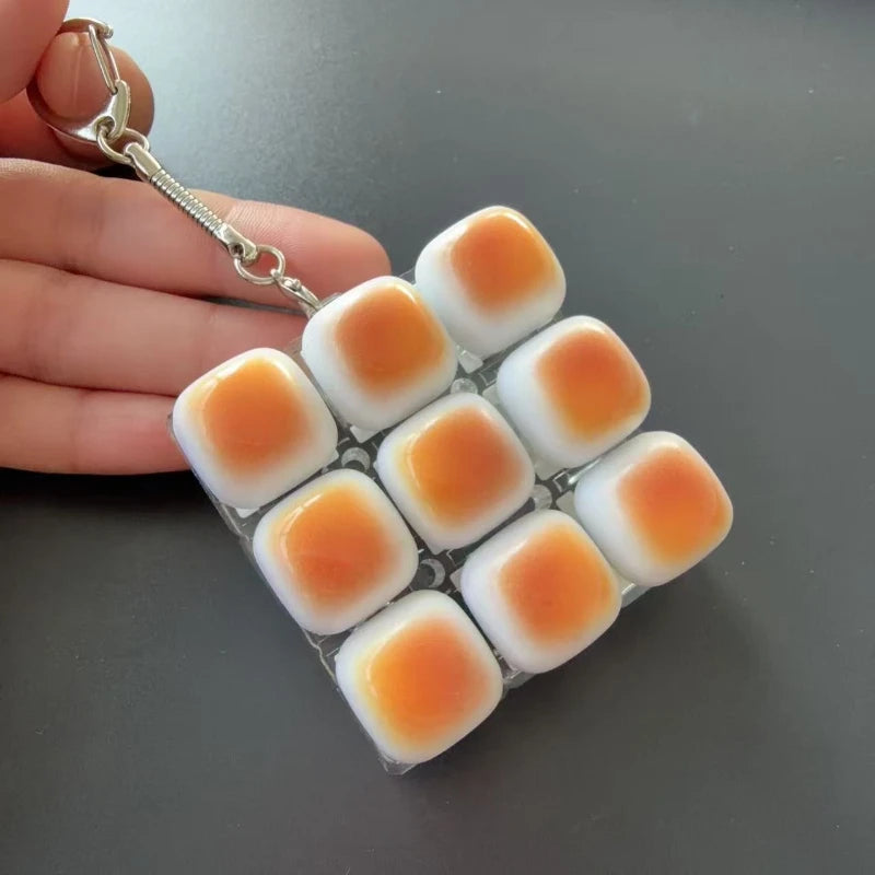 2026 1Pc Fried Egg Keycap Keychain, Mechanical Switch Fidget Keyring Clicky Toy Key Chain, Stress Relief Bag Charm Gift for Girl