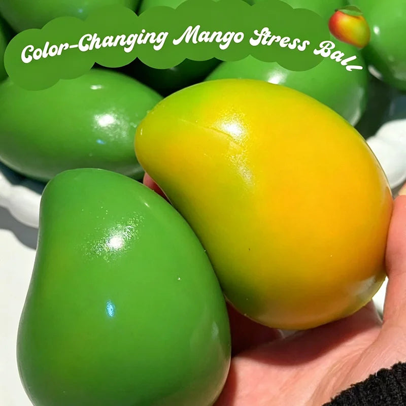Mango Color Changing Squishy Fidget Toy, Soft ASMR Sensory Squeeze Ball, Anti-Anxiety Stress Relief Fidget Toy for Kids Adults