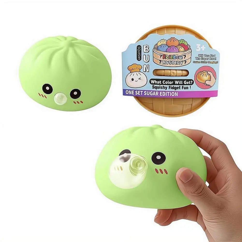 Colorful Squeeze Toy Dumpling Squishies Blow Bubbles Toy Stress Relief Sensory New Bubble-Blowing Fidget Toy for Kids Adults
