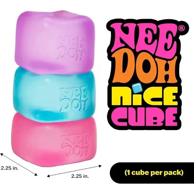 Schylling Needoh Nice Cube Sensory Fidget Stress Relief Squishy Anti-Anxiety Squeeze Object for Focus ADHD Population