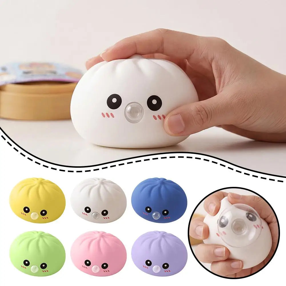 Colorful Squeeze Toy Dumpling Squishies Blow Bubbles Toy Stress Relief Sensory New Bubble-Blowing Fidget Toy for Kids Adults