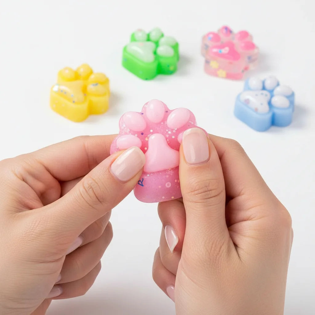 Mini Cute Cat Claw 10PCS Plush Pinch Fun Colorful Halloween Christmas Party Pack Fillers for Pressure Reduction Cartoon Style