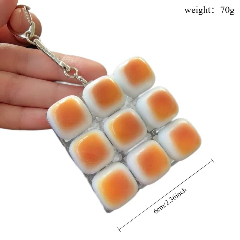 2026 1Pc Fried Egg Keycap Keychain, Mechanical Switch Fidget Keyring Clicky Toy Key Chain, Stress Relief Bag Charm Gift for Girl