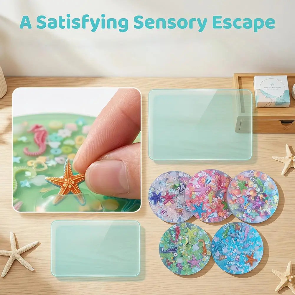 Skin Picking Fidget Toy Ocean-themed Silicone Pad Skin-Picking Sensory Fidget Toy Children Adults Stress Relief Venting Toy Gift