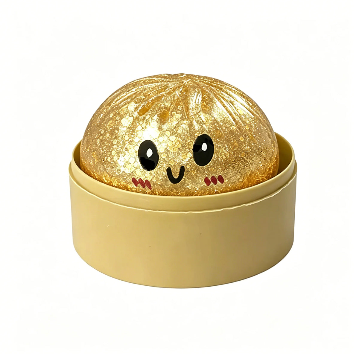 Glitter Dumpling Squishy with Box Dumplings Sensory Steamer Soft TPR Dough Ball for Decompression Fidget Toy Stress Relief Gift