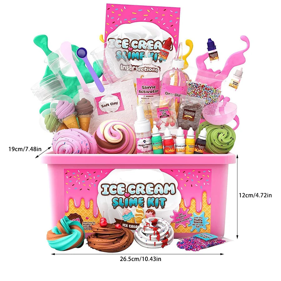 Slime Making Kit Crystal Mud Ice Cream Butter Clay, DIY Fluffy Slime Kit for Kids, Non-Toxic Modeling Clay Set