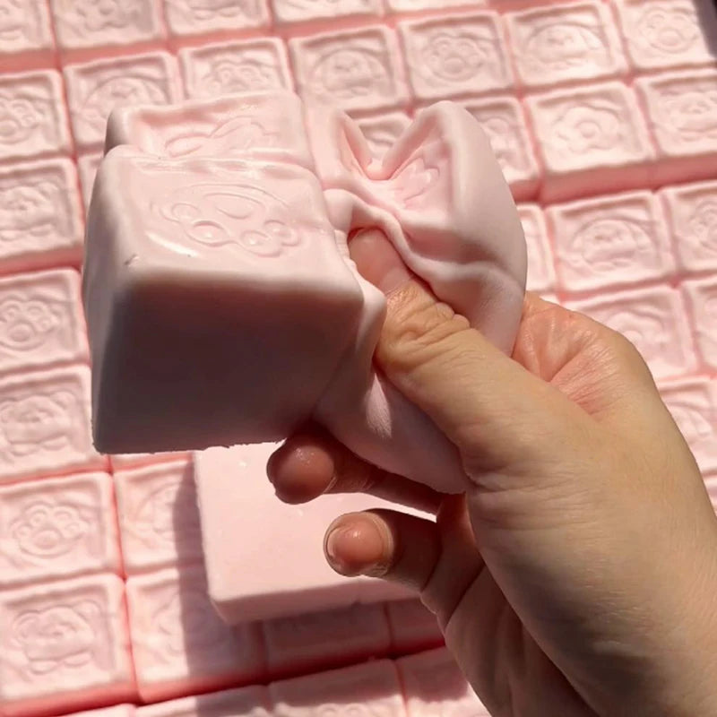Squishy Strawberry Chocolate Milk Cube Cake Bread Squeeze Toy Stress Relief Slow Rising Sensory Fidget Toys For Kids Adults