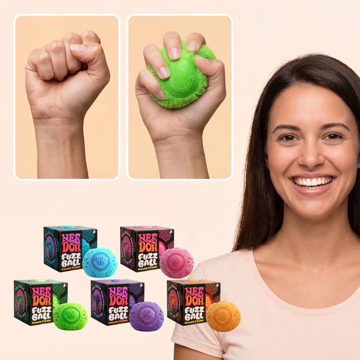 Nee Doh Fuzz Ball Series Desktop Decompress Ornament Stress Relief Toys Suitable for Under Pressure Fun Soft Stress Ball Gifts