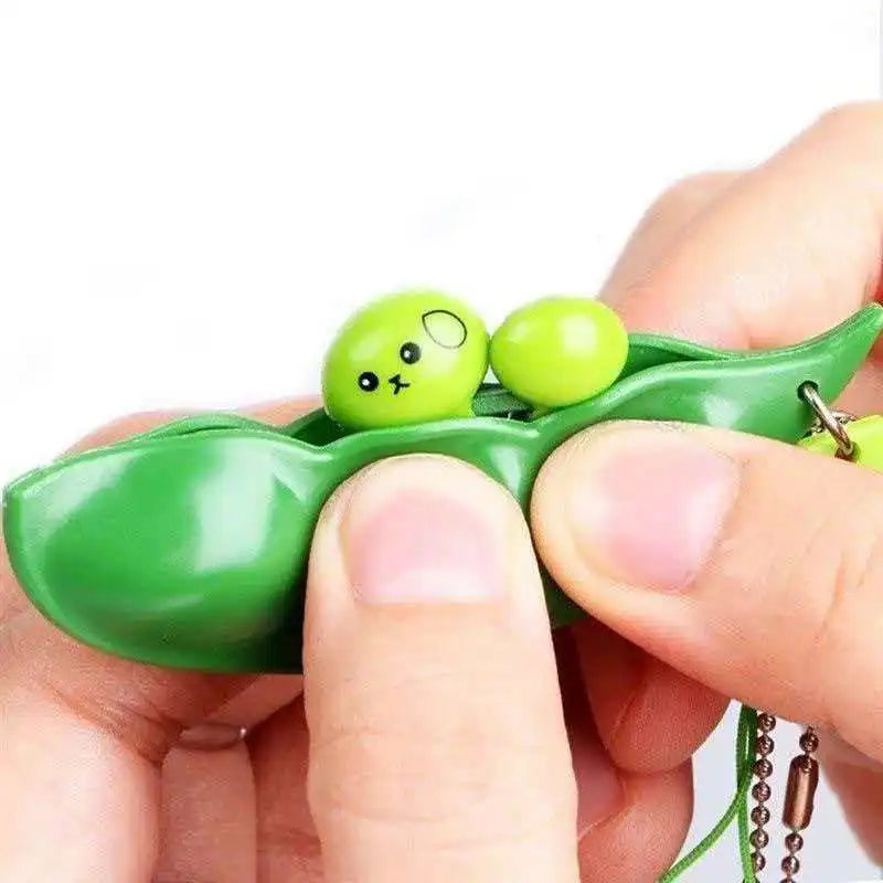 Bean Keychain Fidget Squeeze Pea Sensory Anxiety and Stress Relief Toys Gifts for Teenager Boys Girls Kids Adults