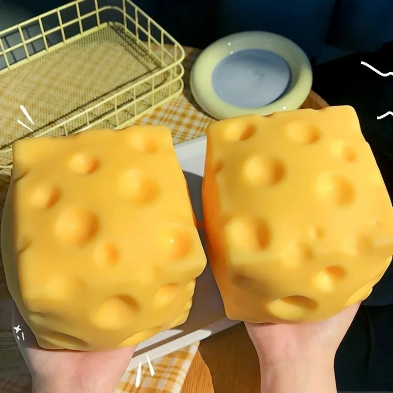 Giant Cheese Squeeze Toy Extra Large Size Cheese Squishy Fidget Toys Slow Rebound Shapeable Venting Ball  Adults Fun Gifts