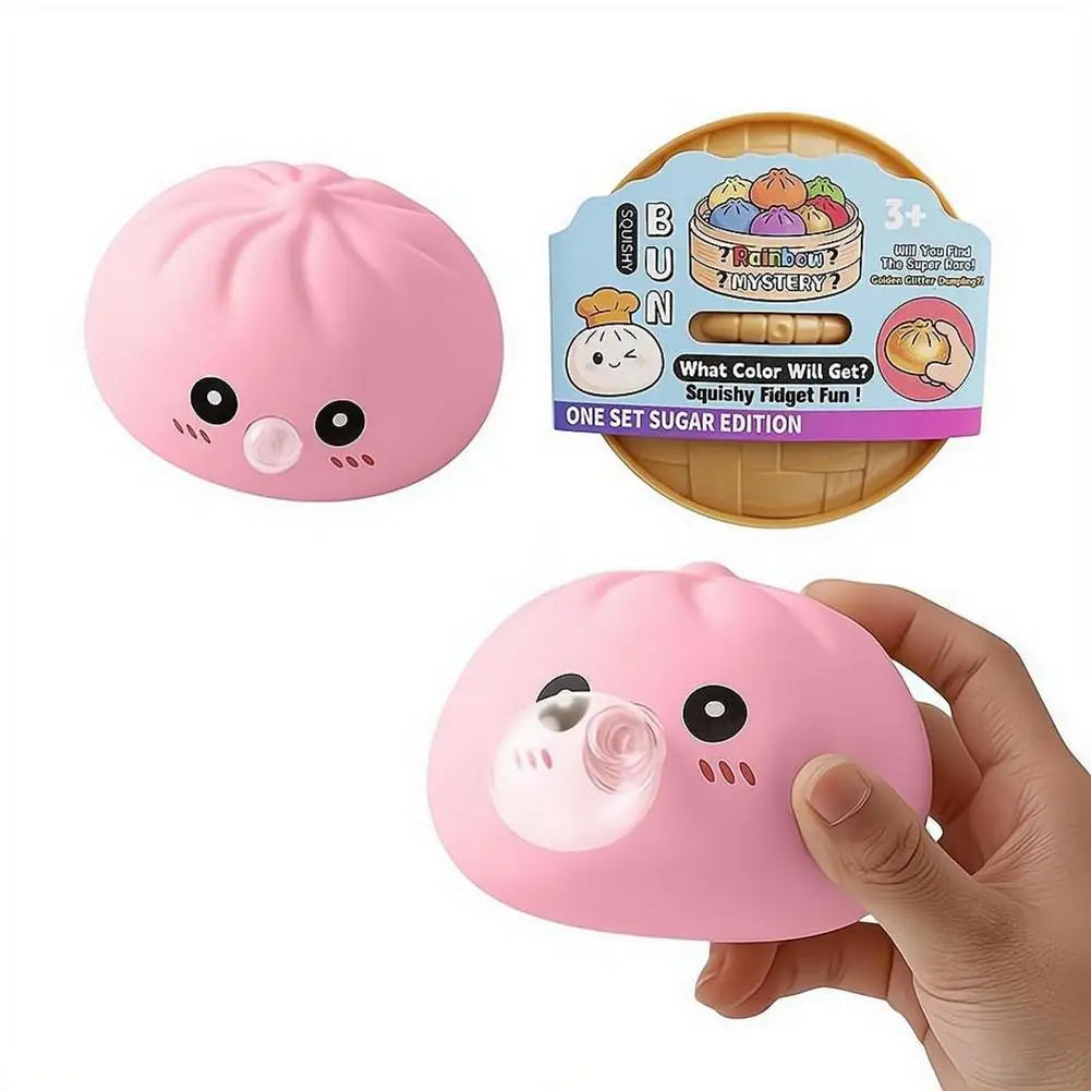 Colorful Squeeze Toy Dumpling Squishies Blow Bubbles Toy Stress Relief Sensory New Bubble-Blowing Fidget Toy for Kids Adults