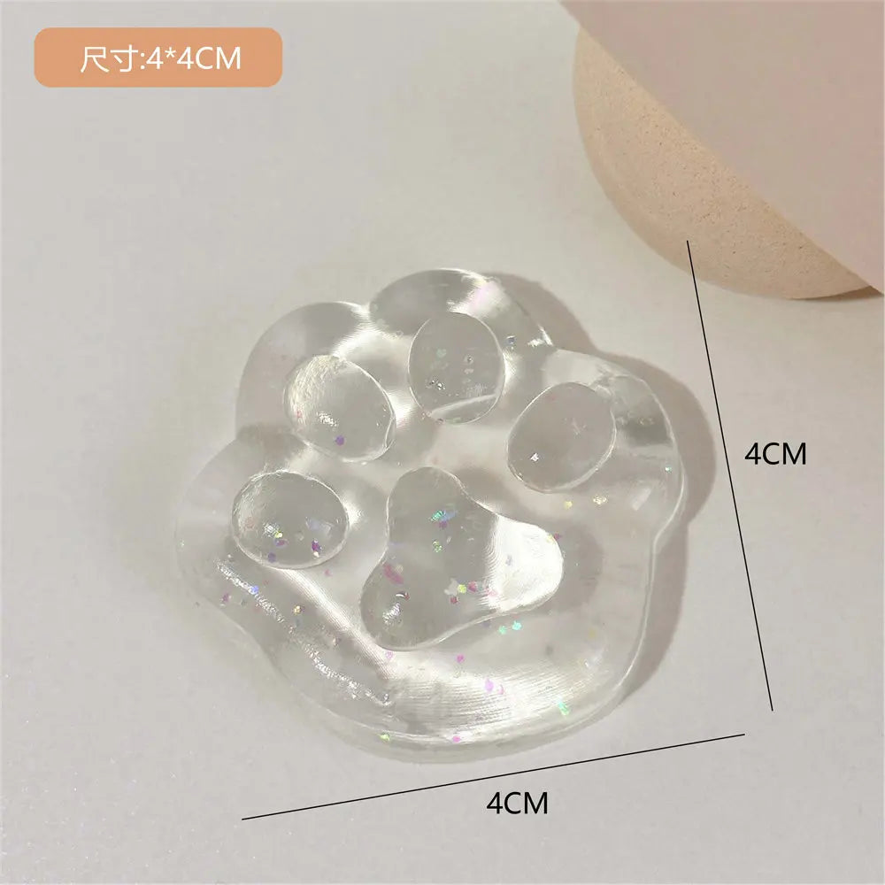 3PCS Kawaii Cat Paw Sticky Squeeze Toy Soft Realistic Jelly Glitter Cat Claw Squishy Stress Relief Toys Kids Adults Unique Gifts