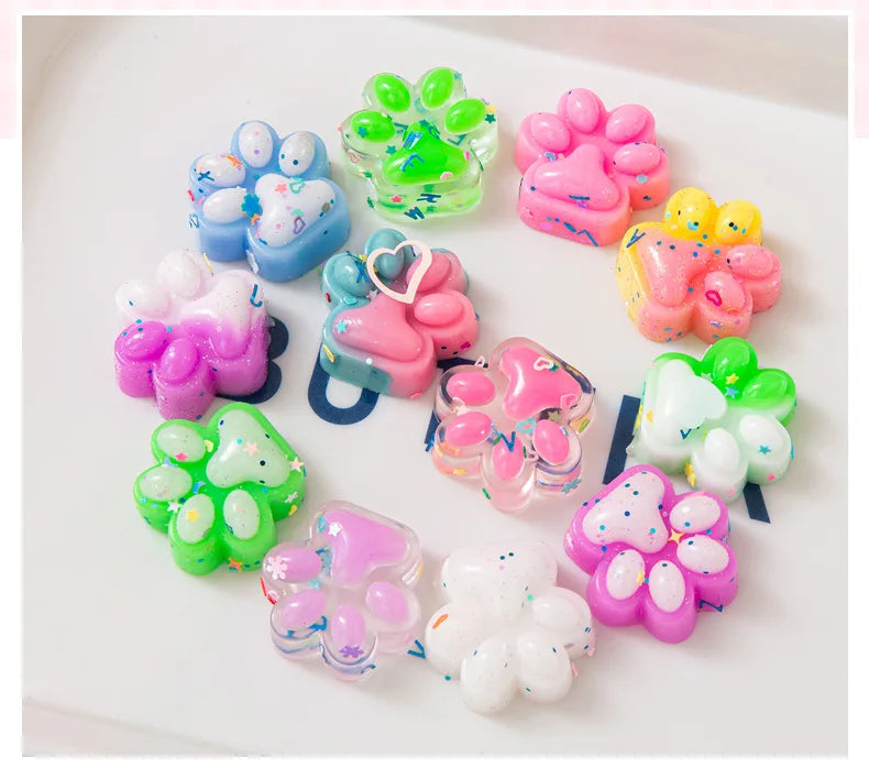 Mini Cute Cat Claw 10PCS Plush Pinch Fun Colorful Halloween Christmas Party Pack Fillers for Pressure Reduction Cartoon Style