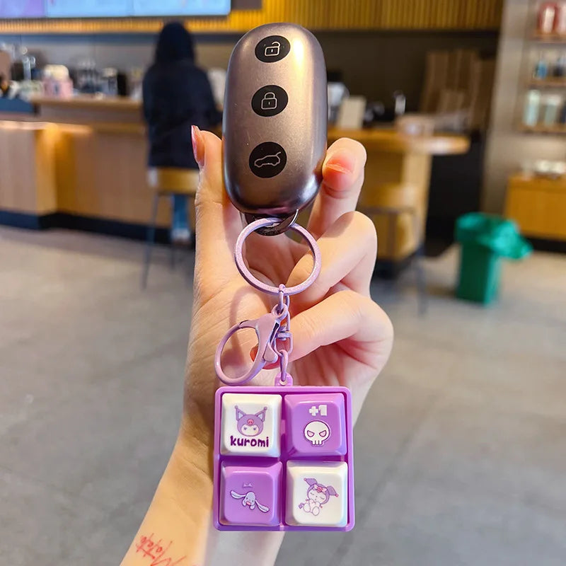 Sanrio Light Up Sound Four Grid Press Button Keychain Cute Cartoon Stress Relief Fidget Toy Unique Gift For Friends And Family