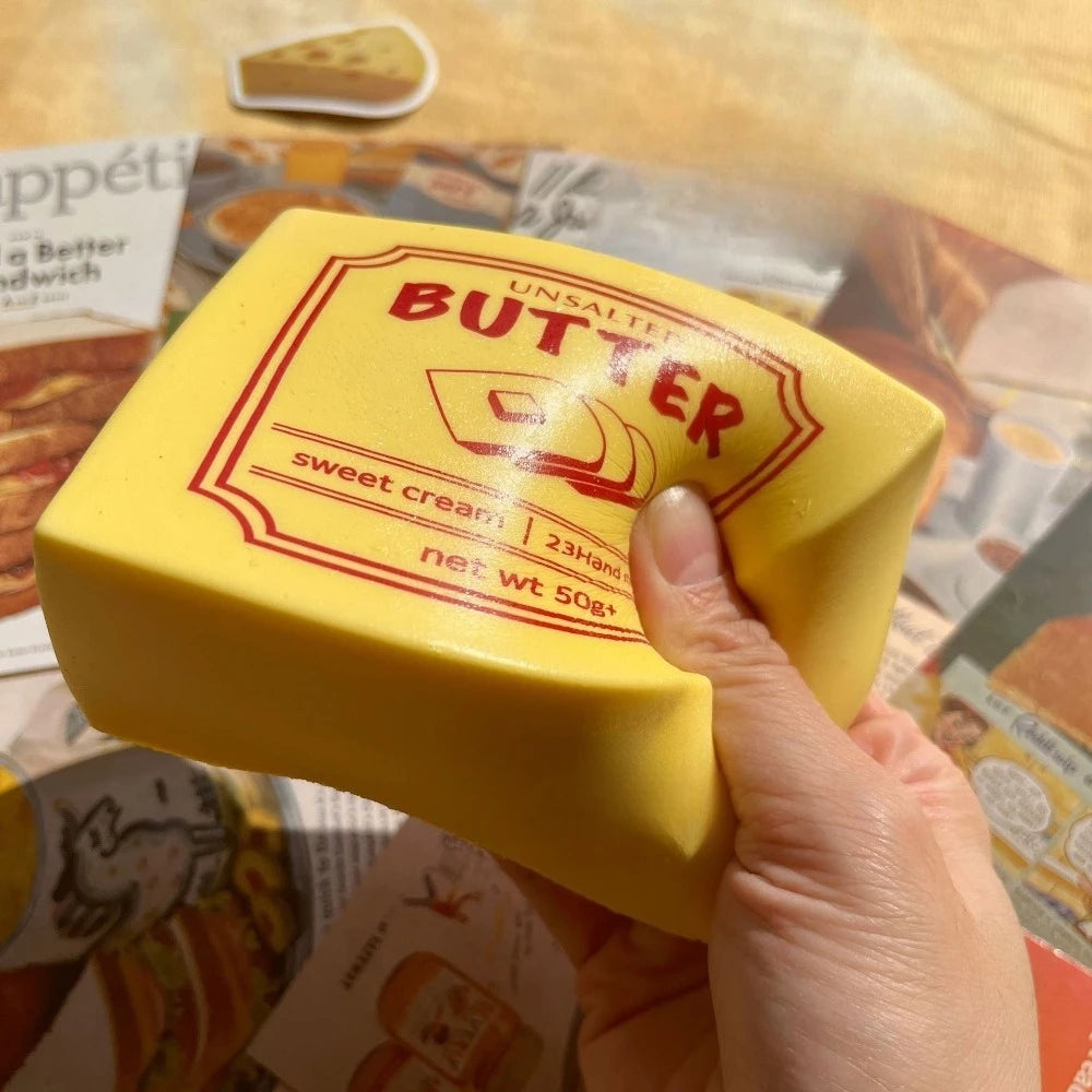 Squishy Simulated Butter Block Squeeze Toy Soft Stress Relief Slow Rising Sensory Fidget for Anxiety ADHD Autism Gifts for Kids