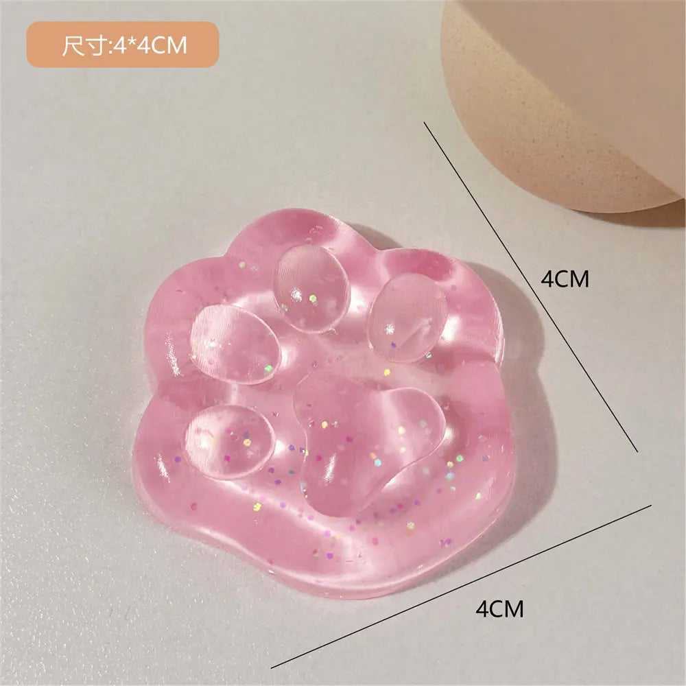 3PCS Kawaii Cat Paw Sticky Squeeze Toy Soft Realistic Jelly Glitter Cat Claw Squishy Stress Relief Toys Kids Adults Unique Gifts