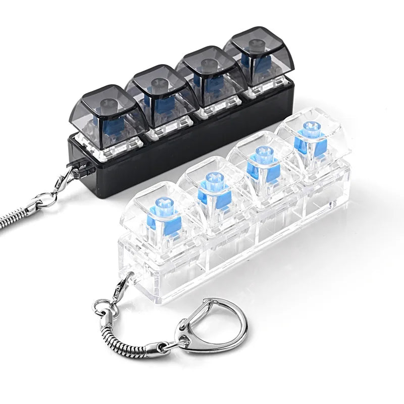 4-Button Fingertip Keyboard Keychain RGB Keyboard Fidget Toy with Lights for Stress Relief Decompression Calming Accessories