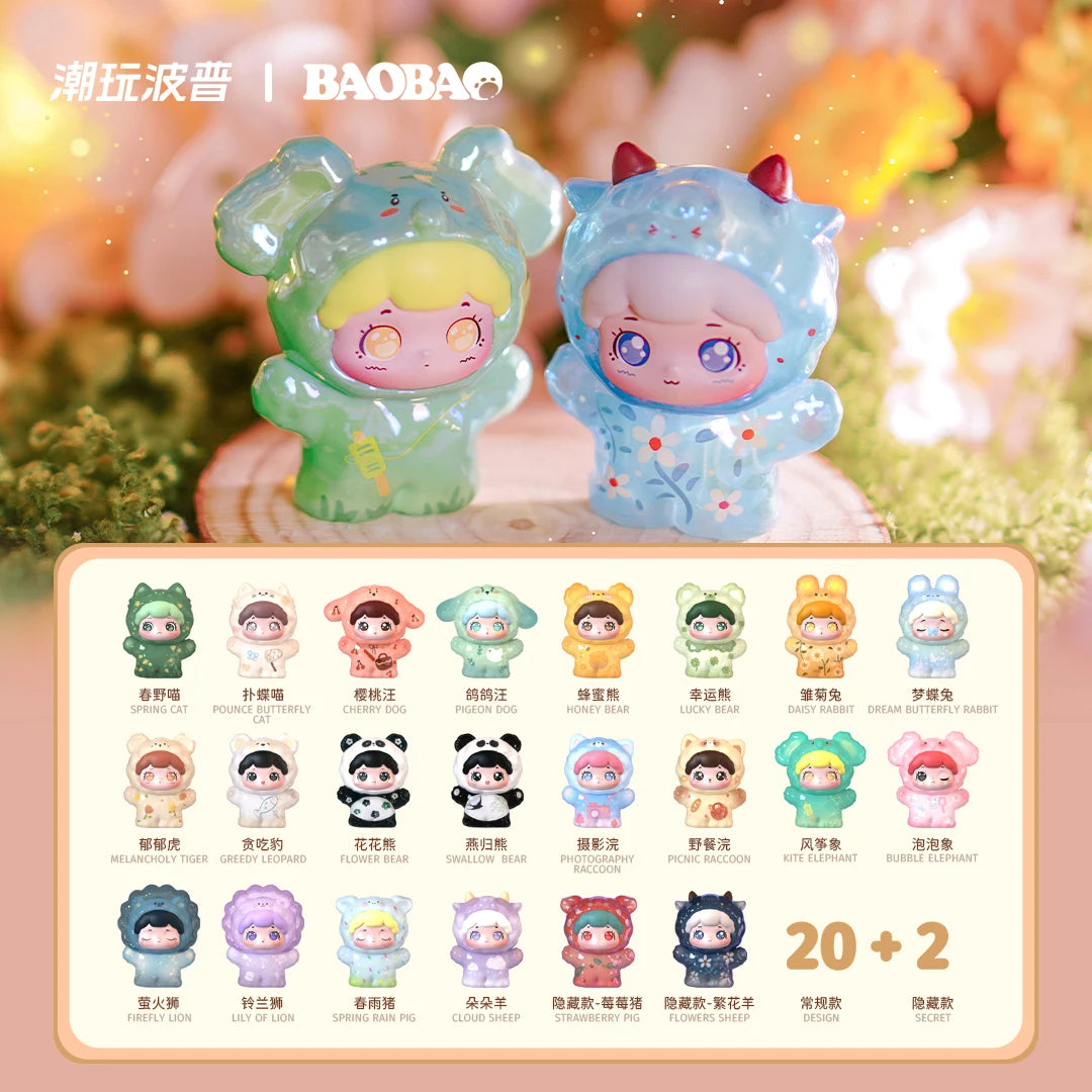 Trendy Pop Baobao Mini Blind Box Spring Travelogue Theme Cute Transparent Granules Desktop Ornament Blind Bag Toy